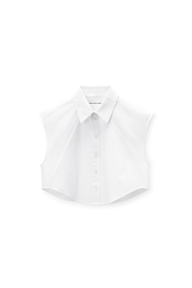 Cropped Sleeveless Button-up Shirt In Cotton Product Image