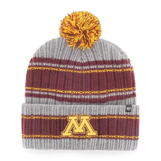 Mens 47 Brand Gray Minnesota Golden Gophers Rexford Cuffed Knit Hat with Pom Product Image