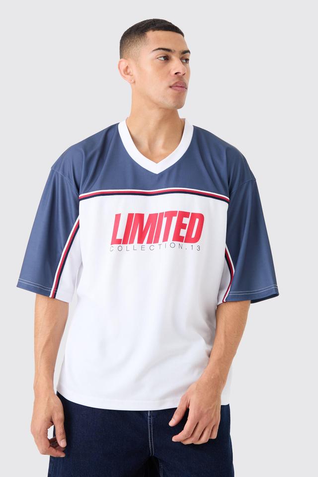 Oversized Limited Mesh Varsity Top | boohooMAN USA Product Image