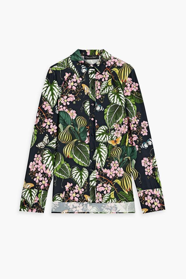 Printed Stretch-jersey Shirt In Leaf Green Product Image