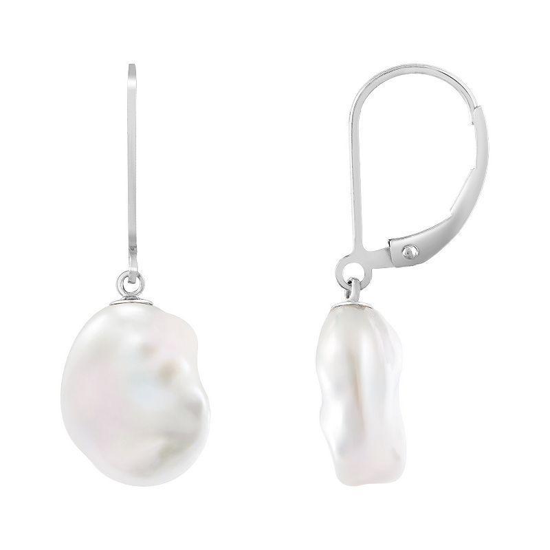 Sterling Silver Keshi Freshwater Cultured Pearl Leverback Earrings, Womens Product Image