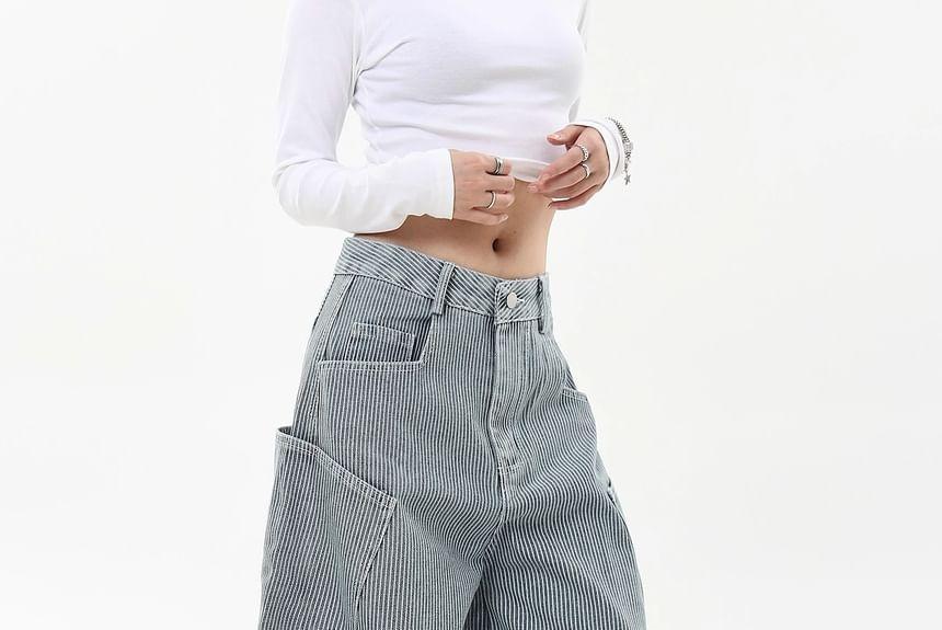 High Rise Striped Wide Leg Pants Product Image