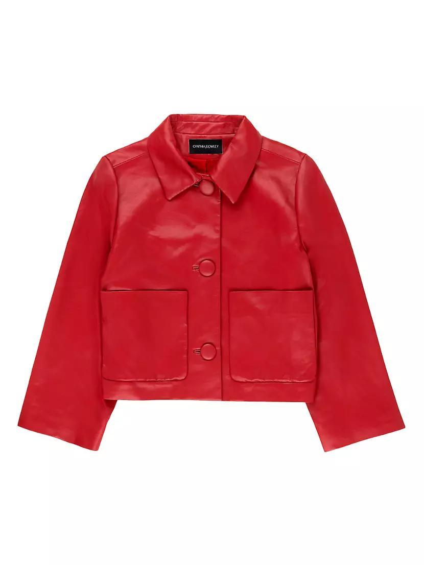 Cropped Faux Leather Jacket Product Image