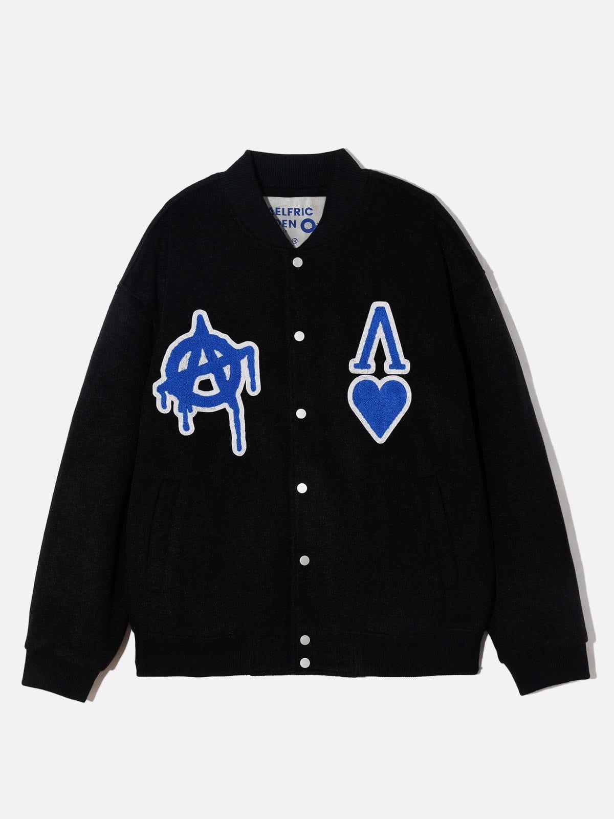 Aelfric Eden Patchwork Embroidery Varsity Jacket Product Image