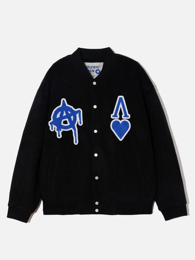 Aelfric Eden Patchwork Embroidery Varsity Jacket Product Image