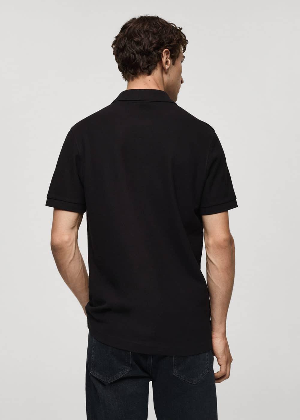 MANGO MAN - 100% cotton pique polo shirt blackMen Product Image