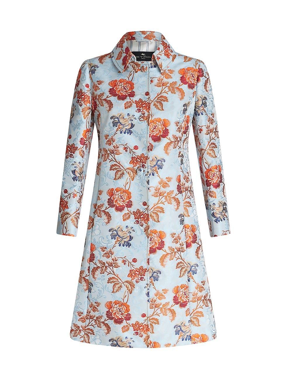 Womens Floral Jacquard Coat Product Image