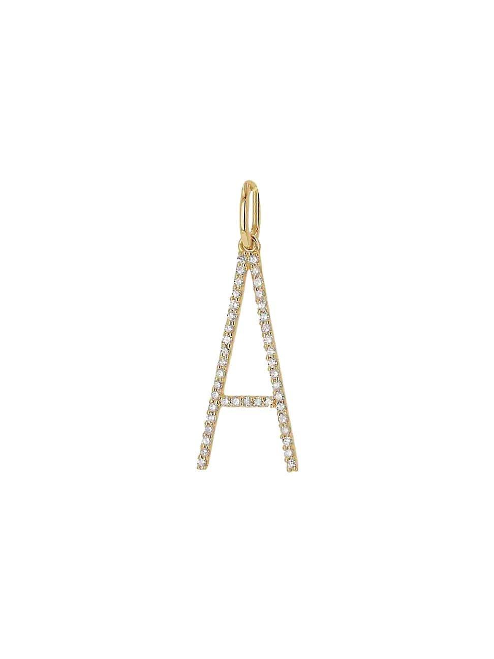 Womens 14K Yellow Gold & 0.16 TCW Diamond Oversized Initial Pendant Product Image