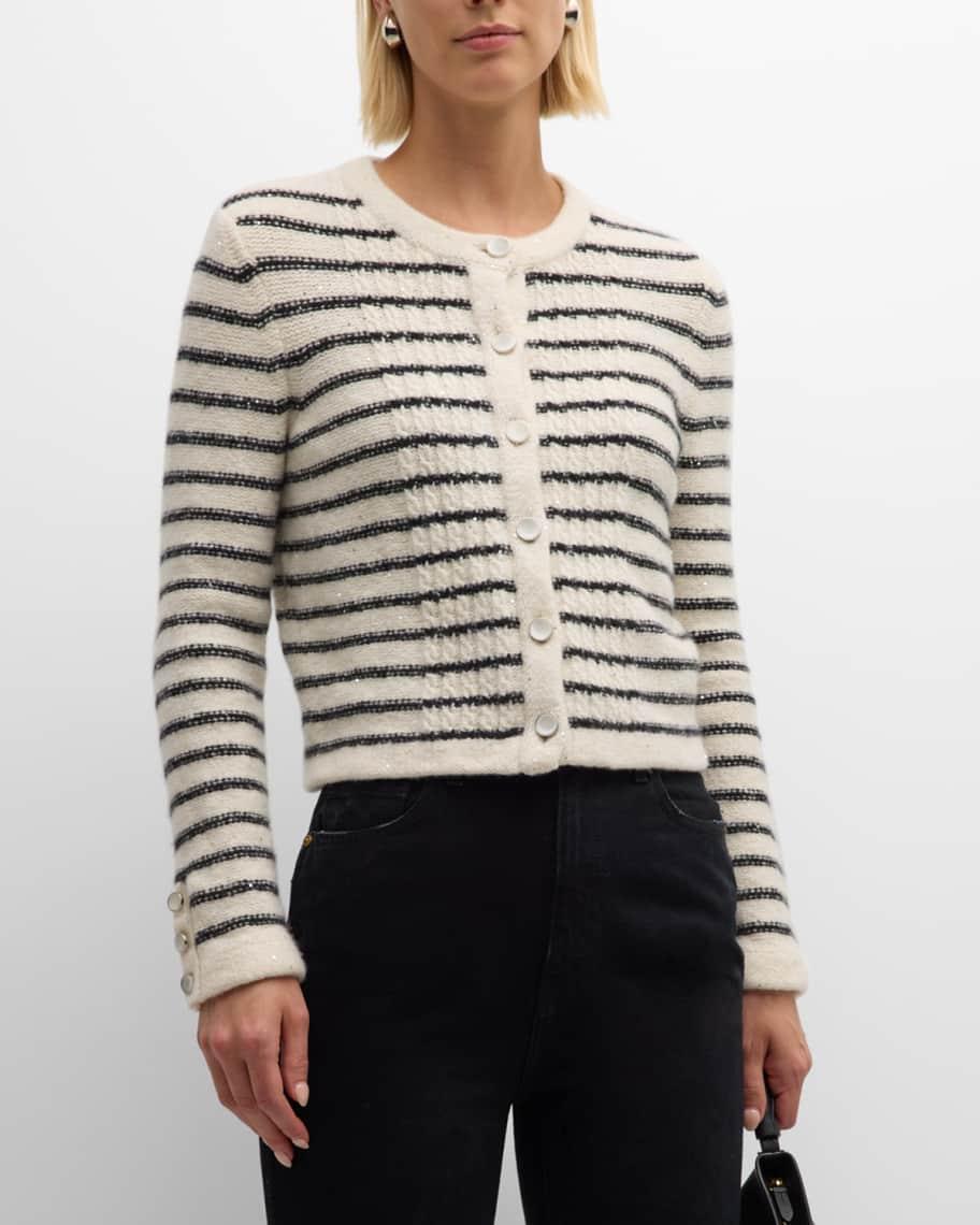 Striped Cable-Knit Sequin Jacket Product Image