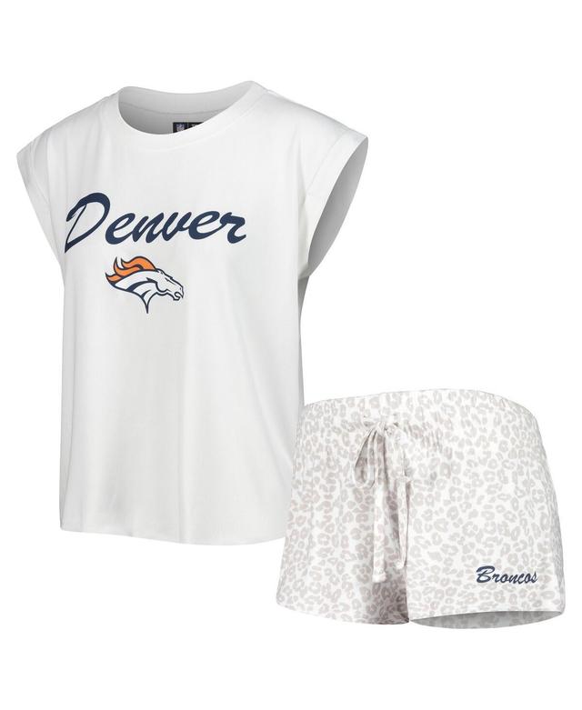 Womens Concepts Sport White Denver Broncos Montana Knit T-shirt and Shorts Sleep Set - White Product Image