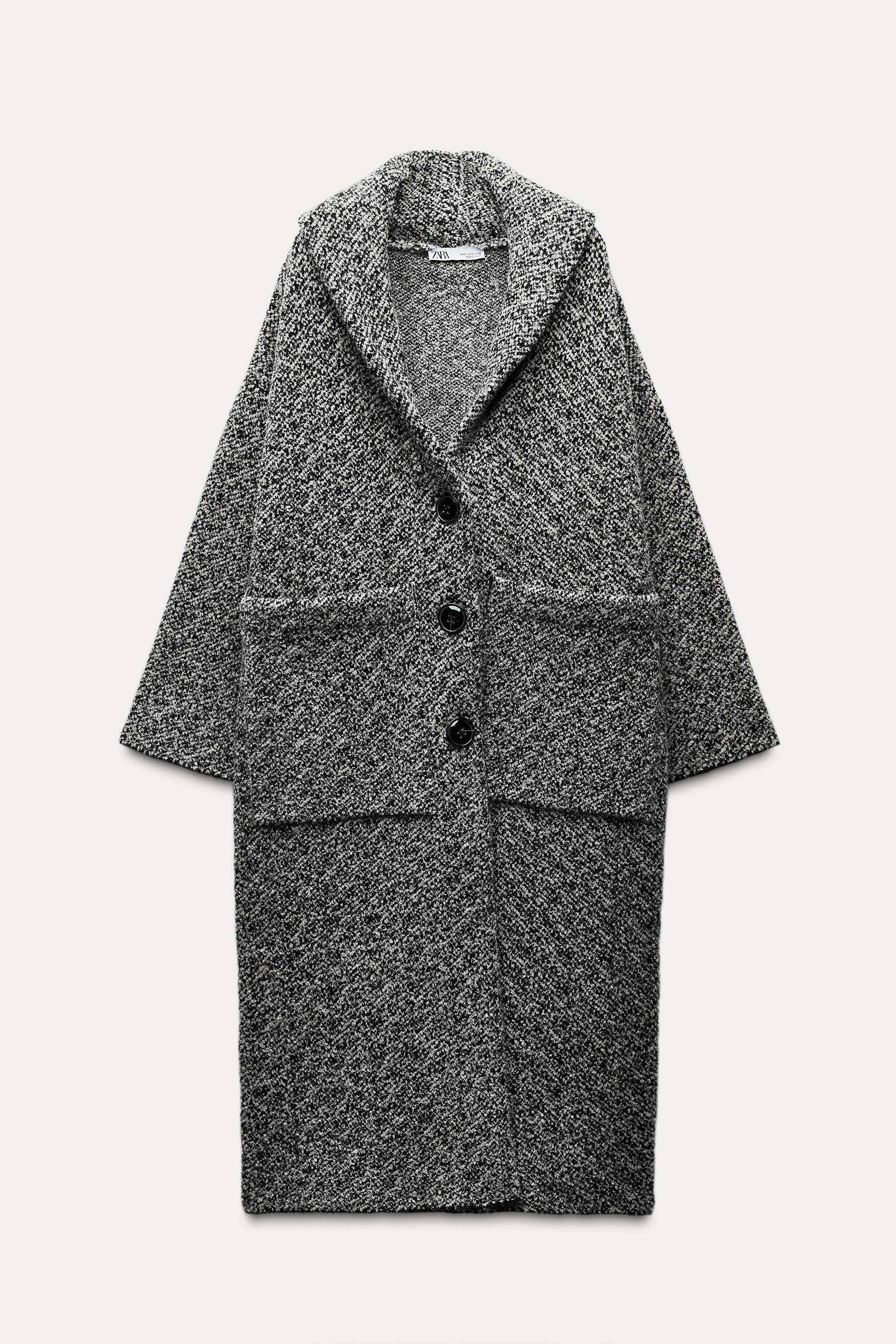 WRAPAROUND COLLAR KNIT COAT Product Image