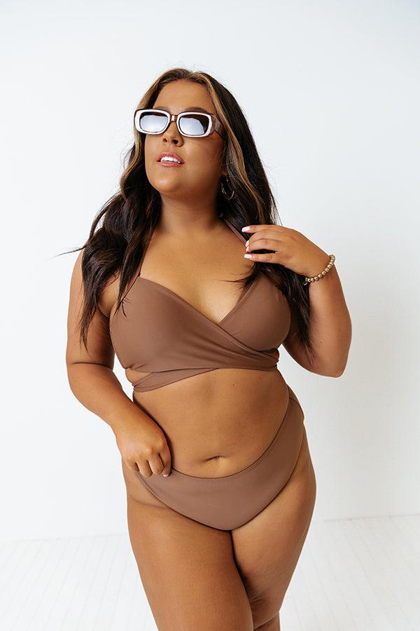 Sandy Seaside High Waist Bikini Bottom in Chocolate Curves Product Image