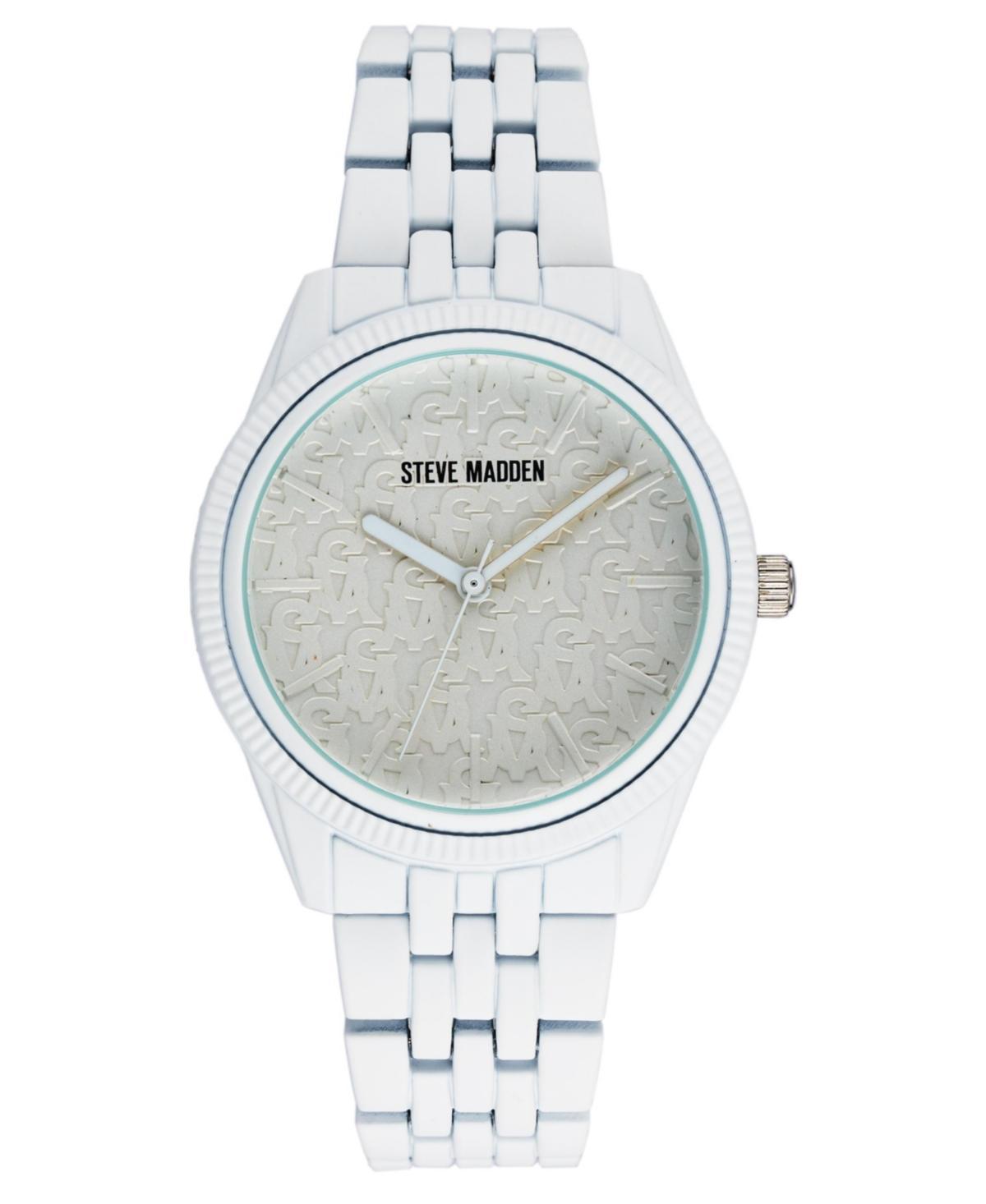 Steve Madden Womens Matte White Rubberized Link Band Watch, 36mm Product Image