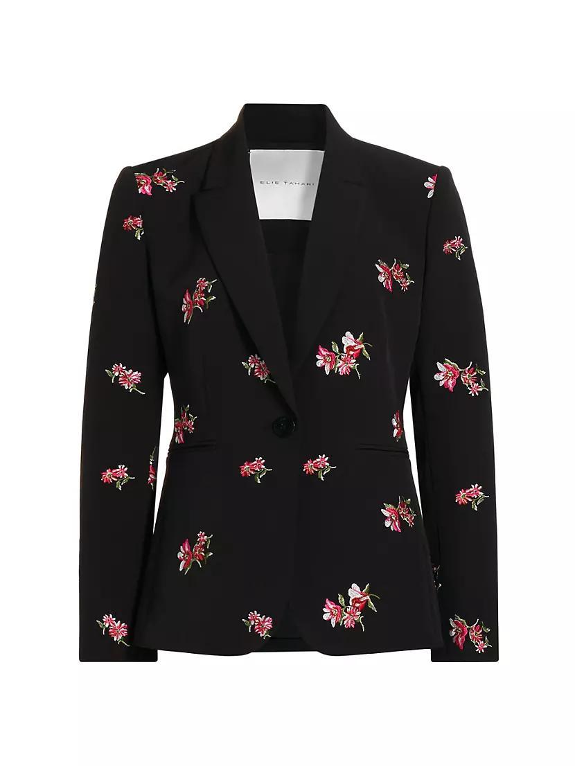 The Emerson Floral-Embroidered One-Button Blazer Product Image