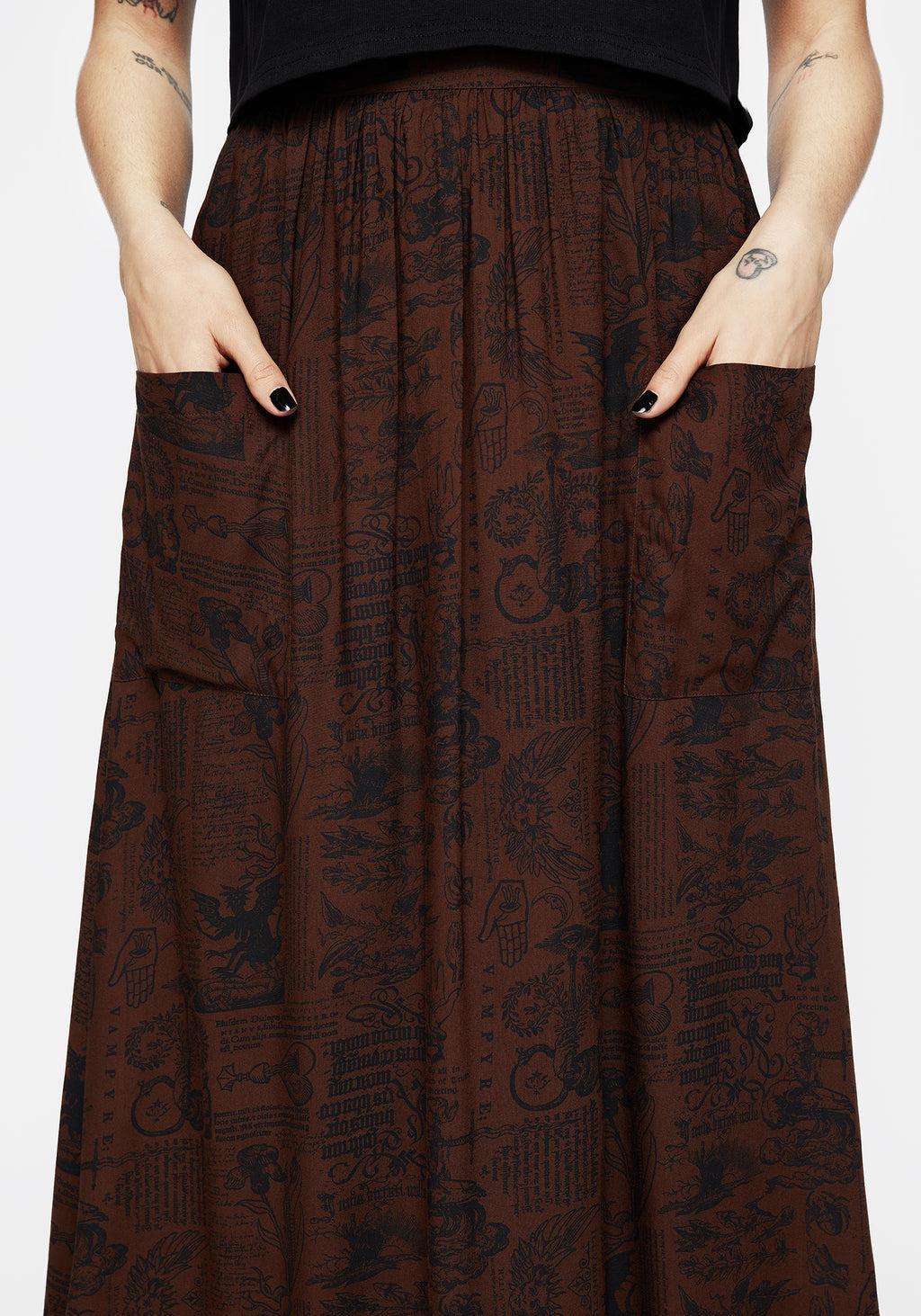 Daemonologie Woodcut Print Midaxi Skirt Product Image