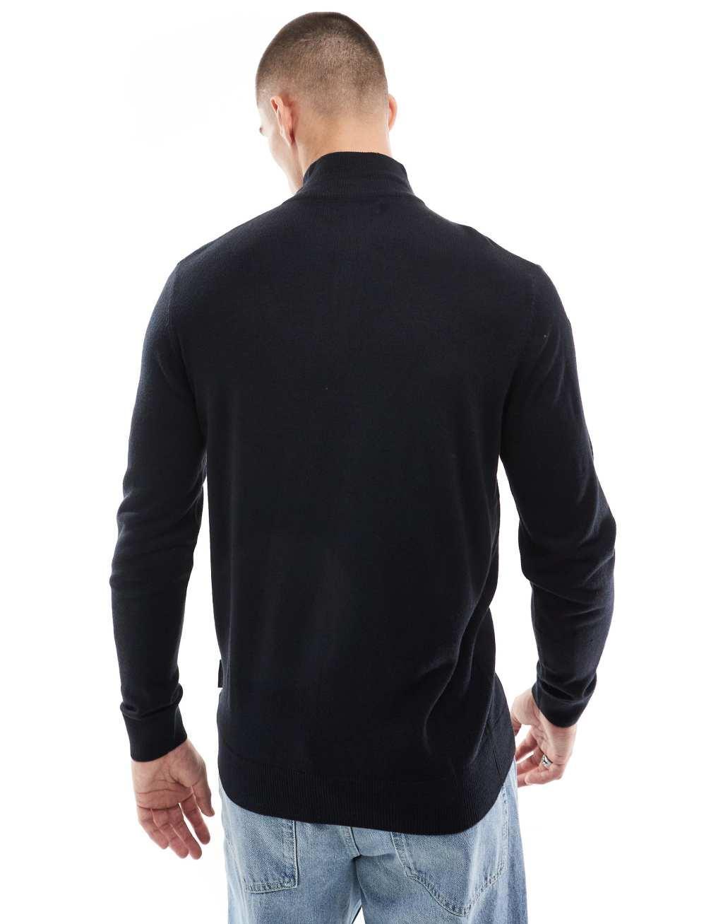 French Connection soft touch half zip sweater in navy Product Image