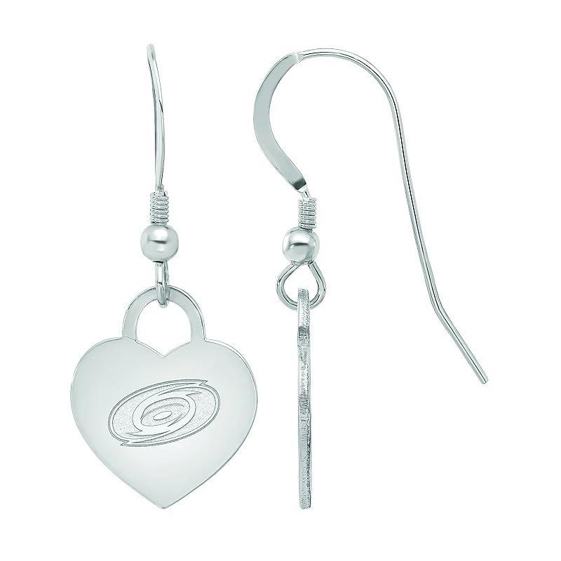 LogoArt Sterling Silver Carolina Hurricanes Heart Drop Earrings, Womens Product Image