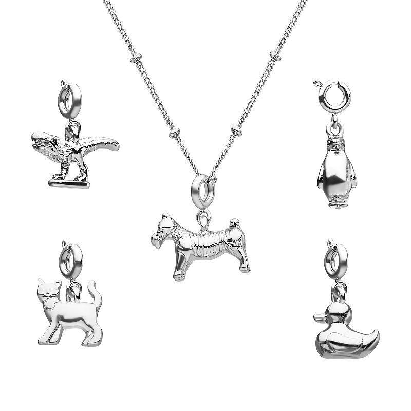 Hasbro Monopoly Silver Tone Interchangeable Animal Tokens Pendant Necklace, Womens Product Image