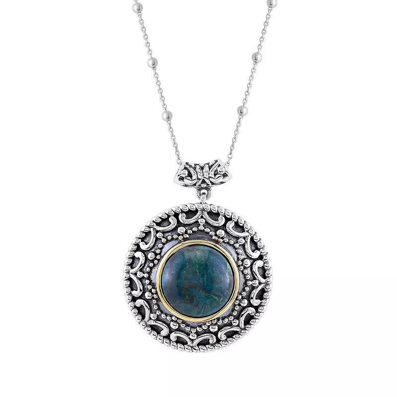 Gemistry Sterling Silver Chrysocolla Pendant Necklace, Womens Product Image