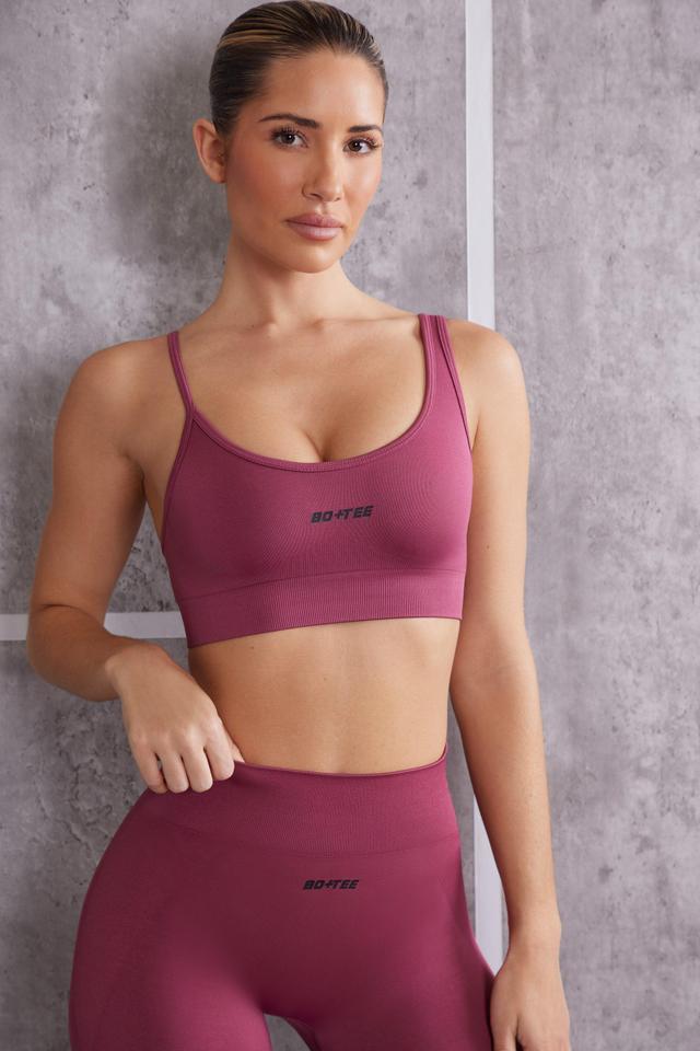 Asymmetric Sports Bra in Dark Rose Female Product Image