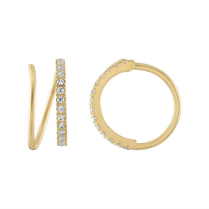 Amella Jewels 10k Gold Cubic Zirconia Twisted Hoop Earrings, Womens Product Image