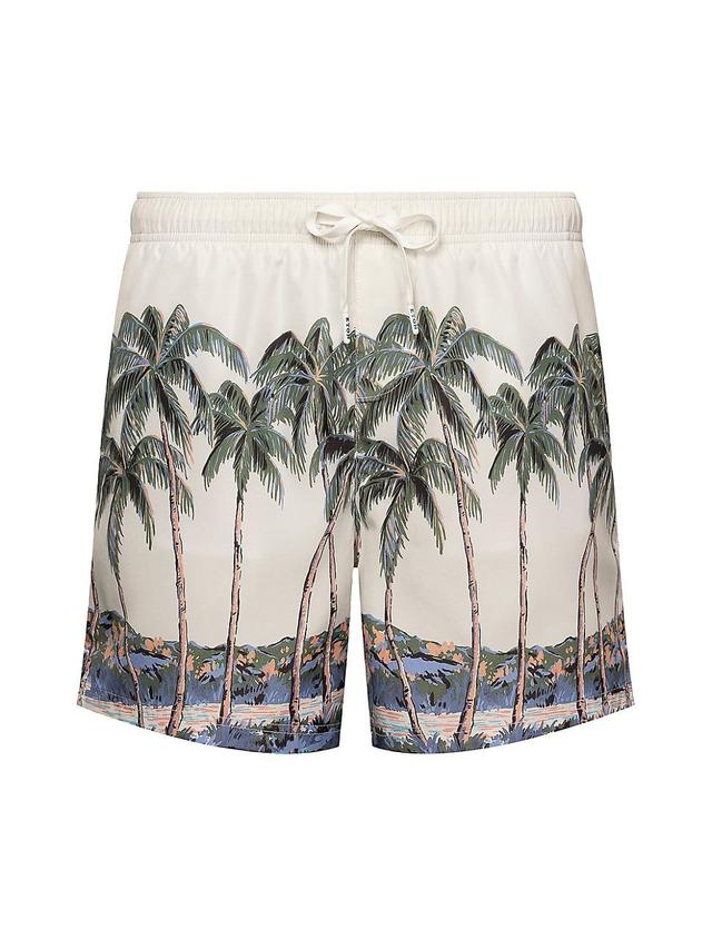 Mens Palm Tree Drawstring Swim Shorts Product Image