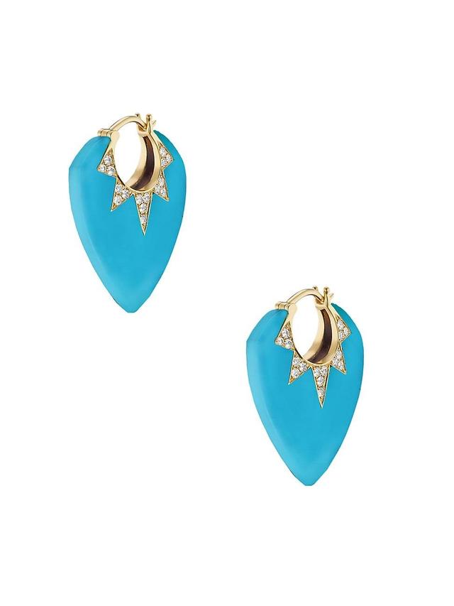 Womens Pietra 18K Yellow Gold, Turquoise & Diamond Small Guitar Pick Earrings Product Image