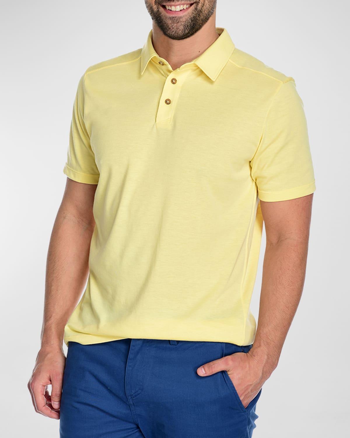 Fisher + Baker Men's Watson Solid Polo Shirt - Size: MEDIUM - CANARY Product Image