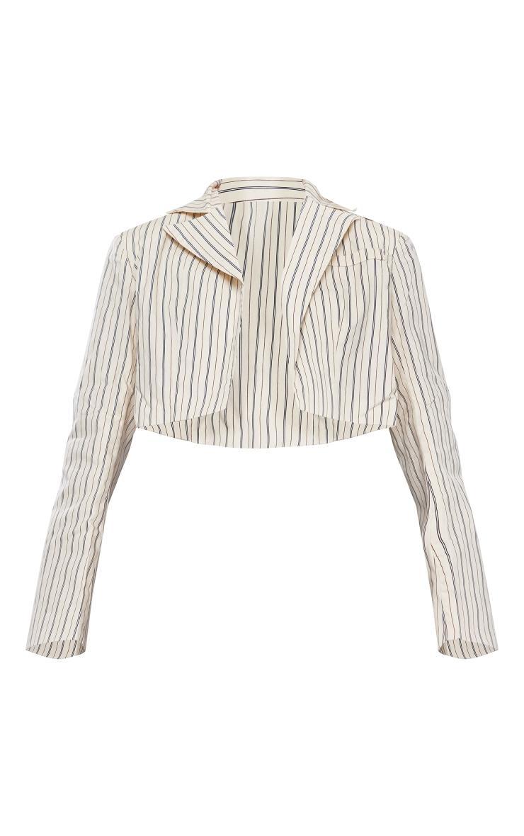 Cream Pinstripe Boxy Cropped Blazer Product Image