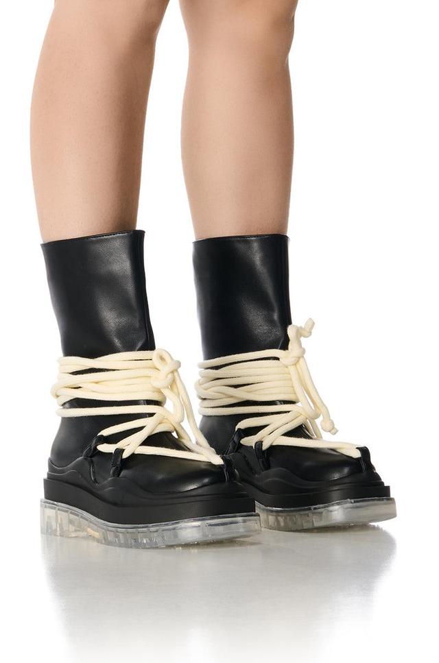 AZALEA WANG STOKES BLACK FLATFORM BOOTIE Product Image