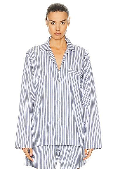 Tekla Long Sleeve Stripe Shirt in Blue Product Image