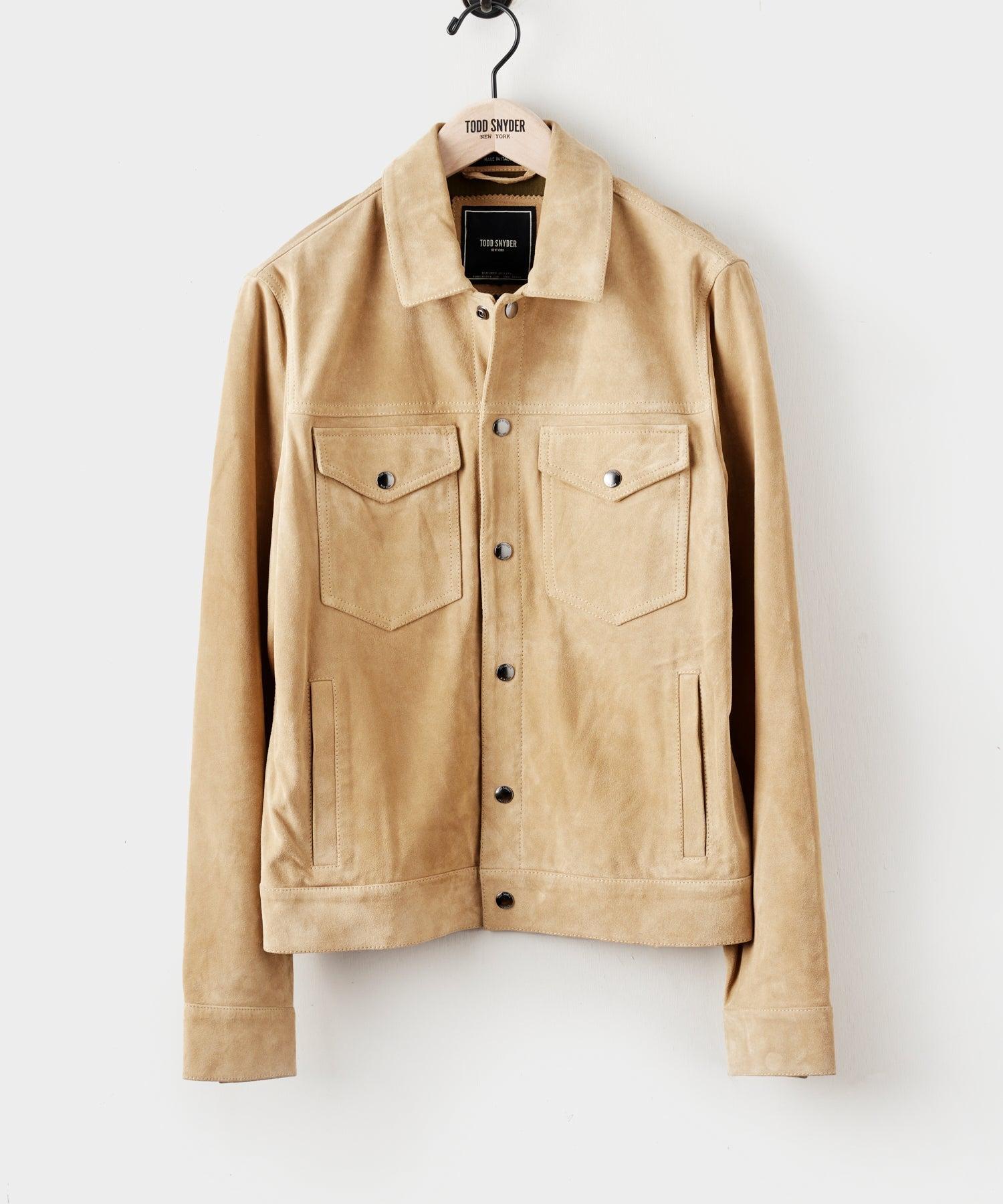 Italian Suede Snap Dylan Jacket in Cappuccino Product Image