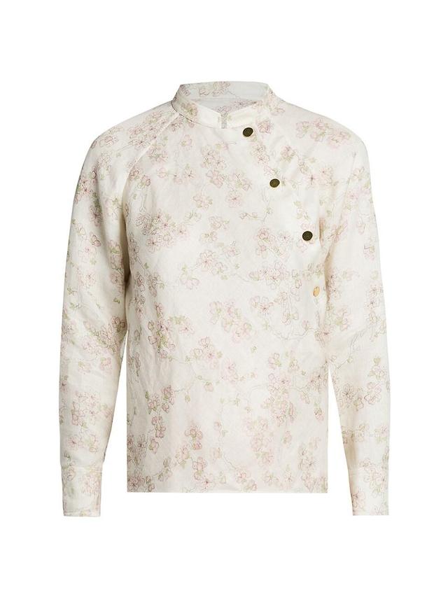 Womens Klara Floral Linen Long-Sleeve Shirt Product Image