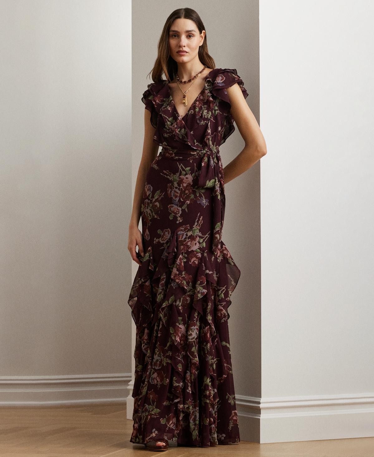 Lauren Ralph Lauren Womens Ruffled A-Line Gown Product Image