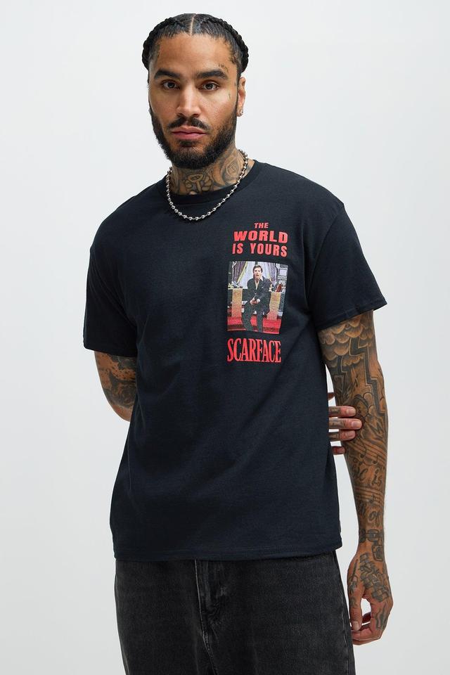 Scarface The World Is Yours Poster Short Sleeve Tee - Black Product Image