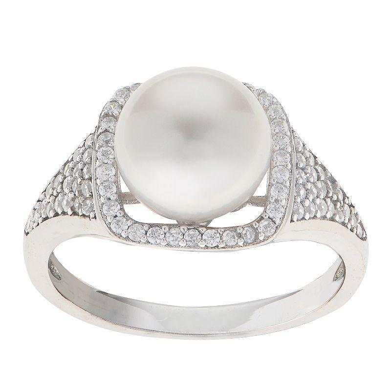 PearLustre by Imperial Freshwater Cultured Pearl & White Topaz Ring, Womens Sterling Silver Product Image