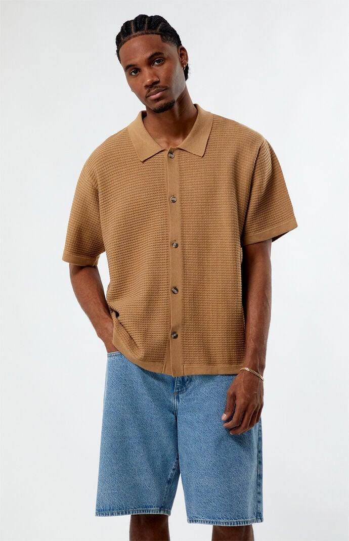 Men's Ribbed Knit Woven Shirt Product Image