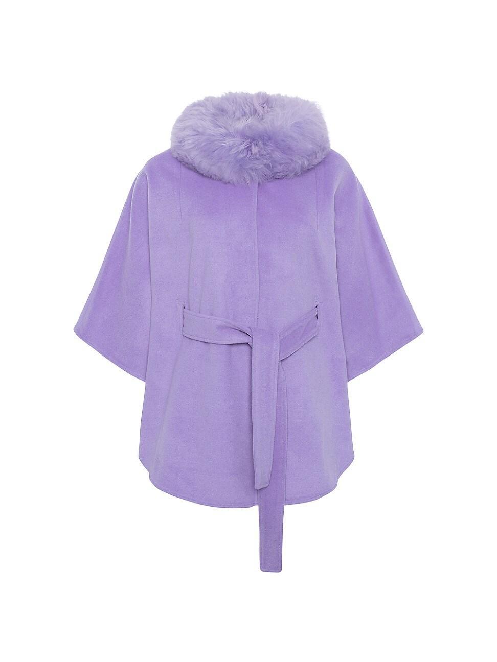 Womens Select Wool Belted Cape with Select Lamb Collar Product Image