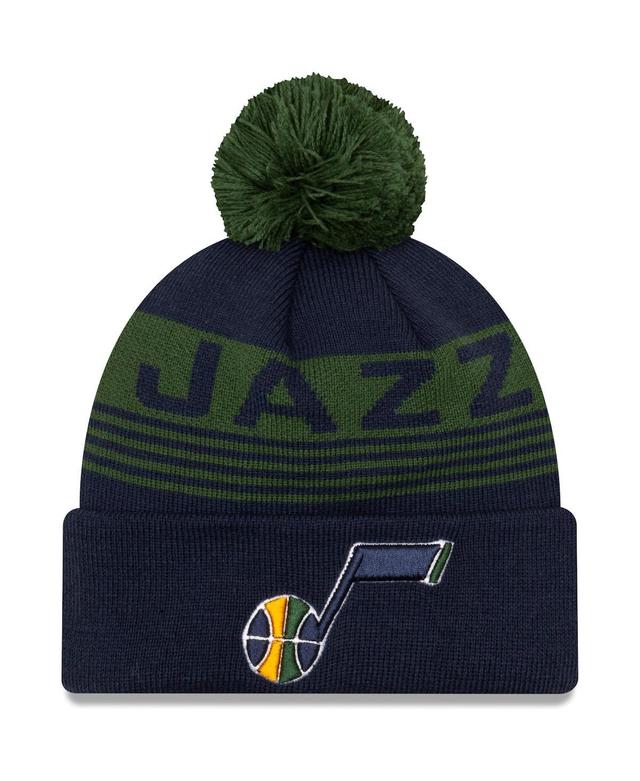 Mens New Era Navy Utah Jazz Proof Cuffed Knit Hat with Pom Product Image