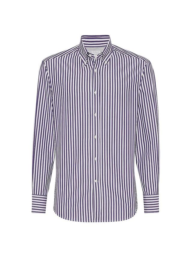 Mens Striped Poplin Slim Fit Shirt Product Image