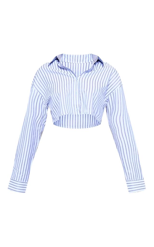 Blue Cropped Striped Shirt Product Image