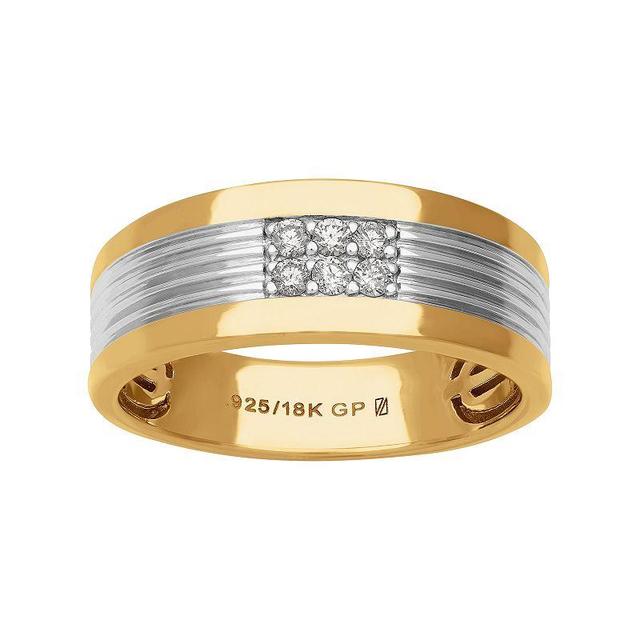 Mens AXL 18k Gold-Plated Silver 1/8 Carat T.W. Diamond Ring Gold Tone Product Image