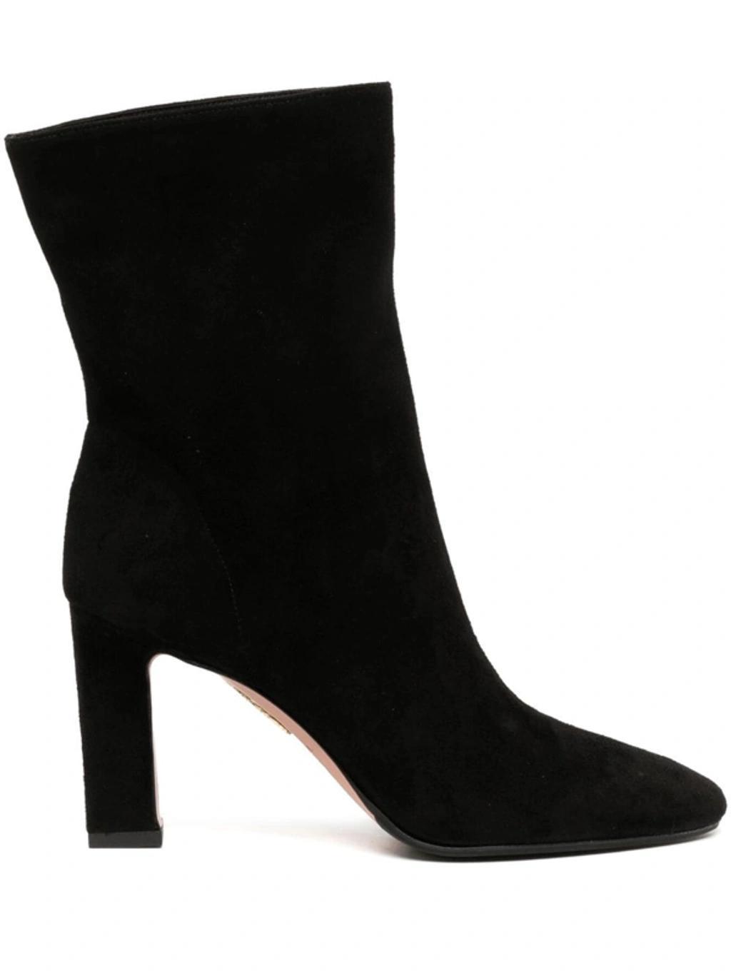 AQUAZZURA Suede Manzoni Boots 85 In Black Product Image