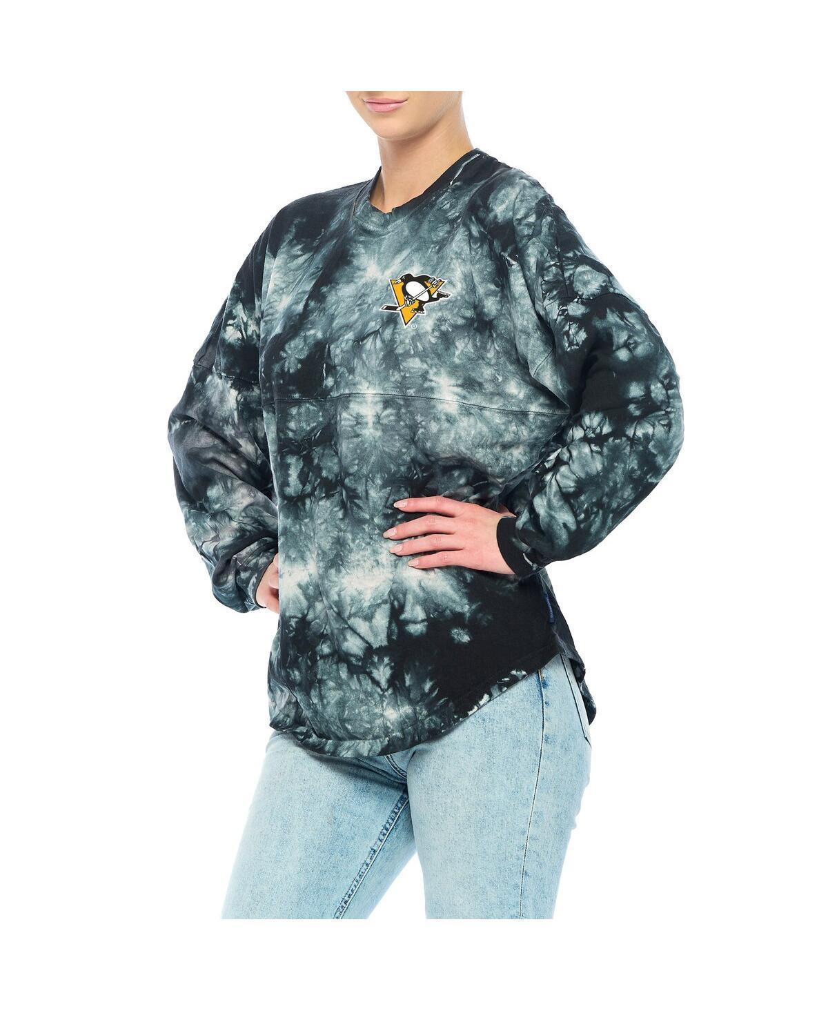 Womens Fanatics Black Boston Bruins Crystal-Dye Long Sleeve T-shirt Product Image