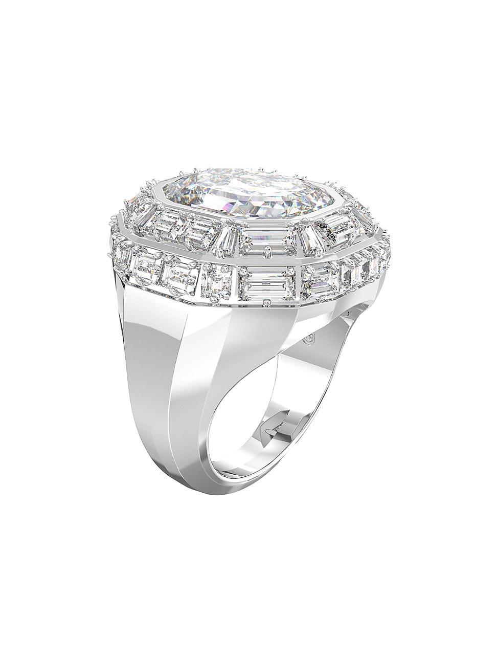 Womens Mesmera Rhodium-Plated & Crystal Octagon Ring Product Image