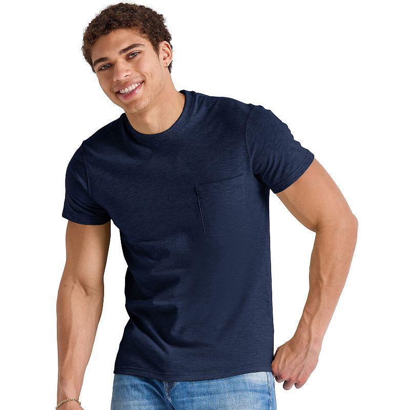 Mens Hanes Originals Tri-Blend Jersey Pocket Tee Grey Product Image