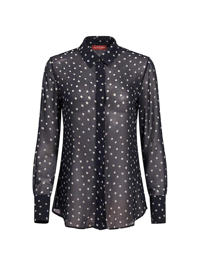 Womens Chika Chiffon Polka-Dot Blouse Product Image