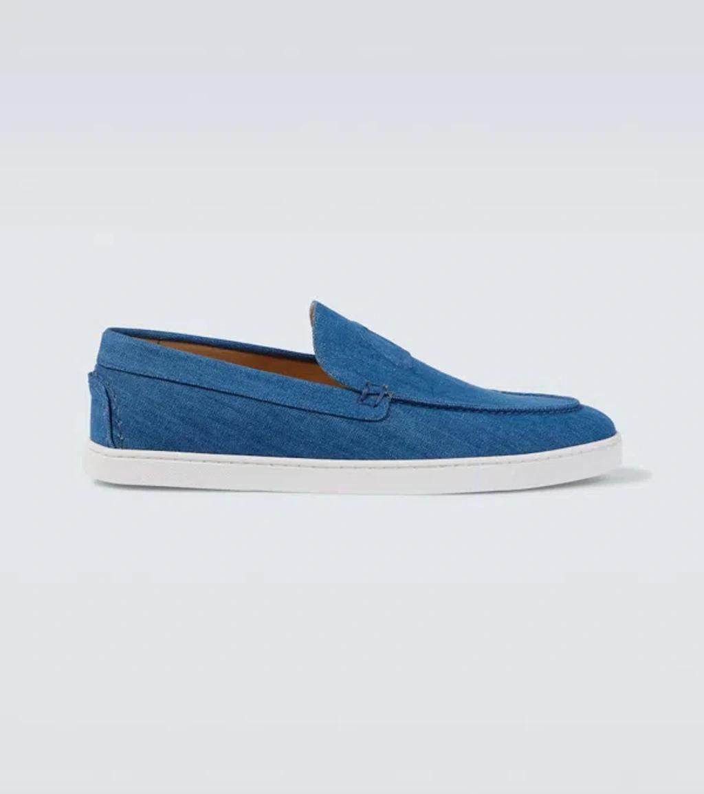 CHRISTIAN LOUBOUTIN Varsiboat Denim Slip-on Shoes In Blau Product Image