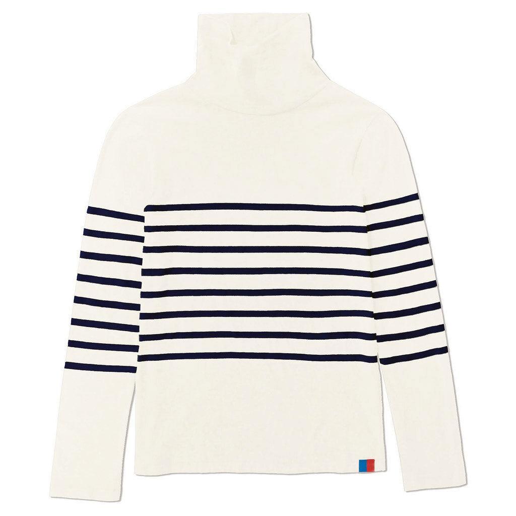 The Tissue Turtleneck - Cream/Navy Product Image