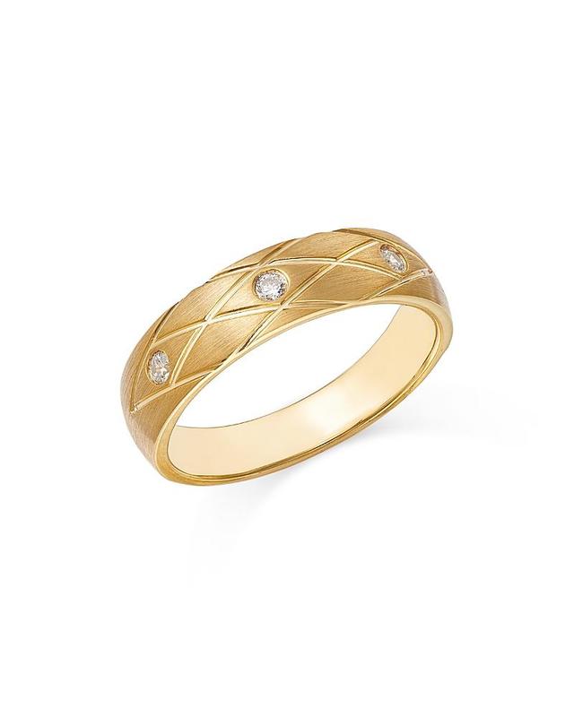 Bloomingdales Fine Collection Mens Diamond Textured Band in 14K Yellow Gold, 0.12 ct. t. w. - Exclusive Product Image